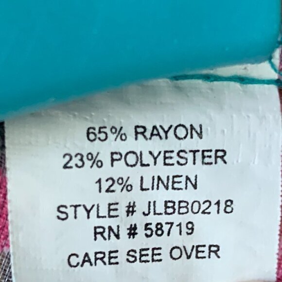 Choices Colorful Mesh-Linen Blend Button Front Roll Tab Top Sz S 102A - Picture 9 of 10